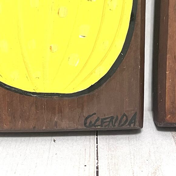 Folk Art Rustic Farmhouse Kitchen Vibrant Vegetables 3 Panel Wood Paintings Set - Picture 5 of 9